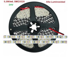 Tira LED 5 mts Flexible 24V 48W 600 Led SMD 3528 IP20 Blanco Neutro Alta Luminosidad